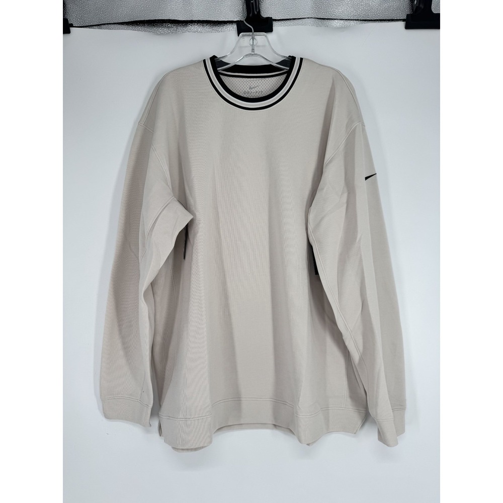 Nike Dri Fit Basketball Sweathirt Mens XL Cream Crewneck Pullover AJ3533-104